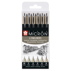 Pigma Micron Etui 6 Fineliner Schwarz