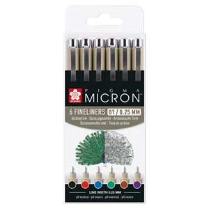 Pigma Micron 01, Etui mit 6 Basic-Farben