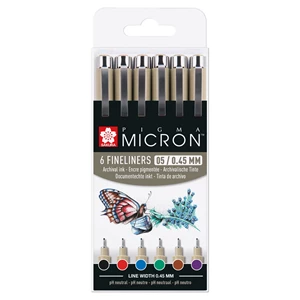 Pigma Micron 05, Etui mit 6 Basic-Farben