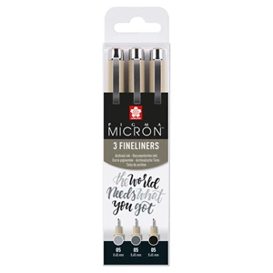 Pigma Micron 05 Fineliner-Set | 3 Stifte, Schwarz & Grau