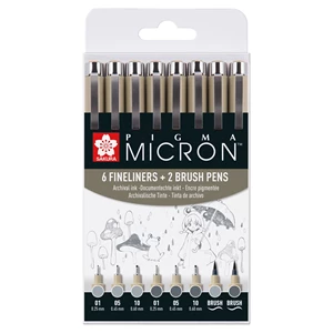 Pigma Micron Fineliner-Set | 8 Stifte, Kaltgrau Hell & Kaltgrau